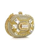 Review Maddalena Marconi  / Maddalena Marconi Jeweled Oval Gold Evening Kiss Lock Clutch w/Chain Strap