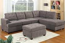 Big Sale Reversible R/L Sectional Sofa Set in Charcoal Waffle Suede with Free Ottoman