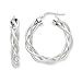 14k White Gold Polished & Satin Twisted Hoop title=