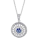 Sterling Silver Circle Pendant with Created Whtie Sapphire