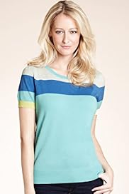 Scoop Neck Colour Block Knitted T Shirt