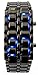 YouYouPifa Men's Stainless Steel Lava Blue LED Digital Bracelet Watch (Black)