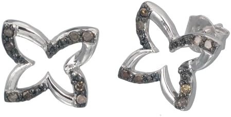 Vir Jewels Sterling Silver Champagne Diamond Stud Earrings (0.15 CT)