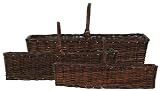 Country Hand Woven Rectangle Sapling Baskets Set / 3, Large=30"L x 13.5"W x 15 1/2"H