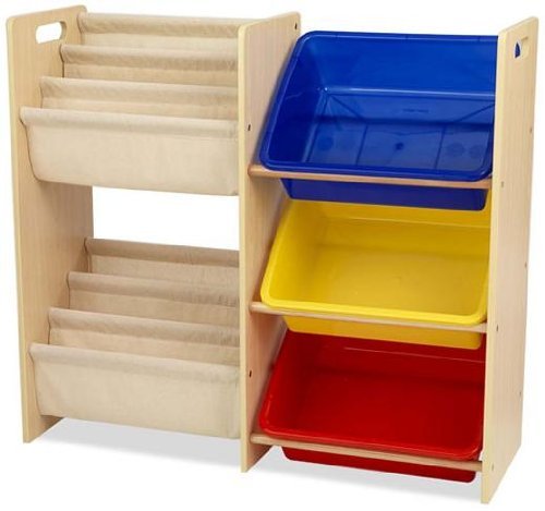 Kidkraft Wooden Sling Bookcase with Primary Bins