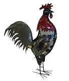 Large Americana Rooster Statue : Recycled Metal Garden Art Sculpture