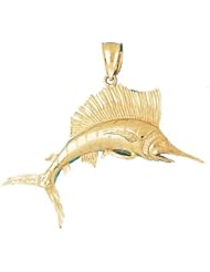 Dazzlers Solid 14k Gold Marlin Sailfish Dimensional Charm Pendant Available in three colors from jewelsberry (weights: 20.1 grams only)