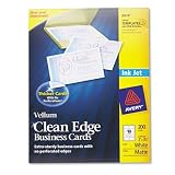 AVERY-DENNISON / Ink jet matte vellum clean edge business cards, 2 x 3-1/2, white, 200 cards/pack / AVE8874 / Sold as 1 Pack / Mfr Part # 8874 \*/ Ink jet matte vellum clean edge business cards, 2 x 3