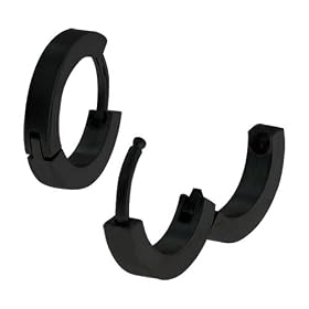 Black Stainless Steel Ear Huggie Hoop Earrings