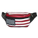 CTM&reg; Unisex Leather American Flag Fanny Waist Pack, Regular, Black