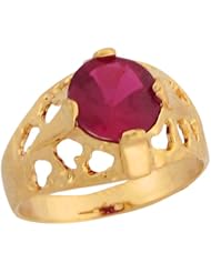 10k Real Yellow Gold Synthetic Ruby Antique Styled Baby Girls Ring