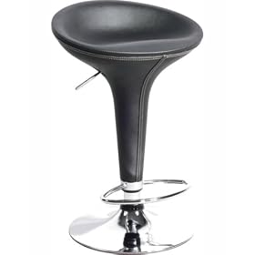 The Bella Leather Bombo Bar Stool-Black by InteriorVision