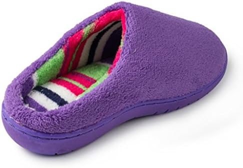 BEYOND GIRLS Girls "Striped Colors" Terry Clog House Slippers (Purple)13-1