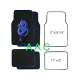 A Set of 4 Universal Fit Plush Carpet Floor Mats for Cars / Truck - Dragon Blue