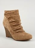 Slouchy Ruched Suede Wedge Bootie