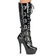 Goth Knee High Boots with 6 Inch Heel Lace-Up High Heeled Platform With Buckles Black