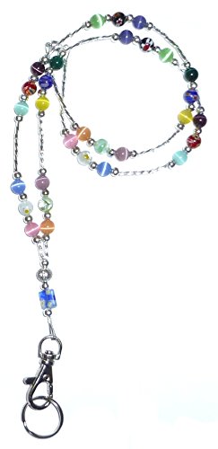 SUPER SLIM Multi Fashion Women's Beaded Lanyard with break away magnetic clasp 34 inches
