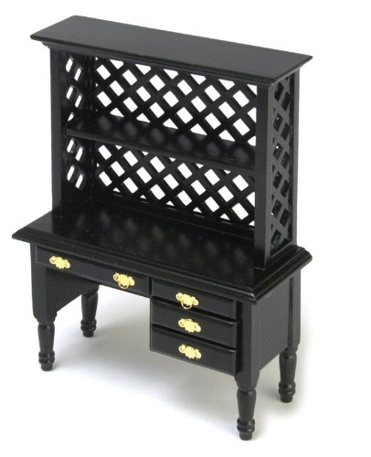 Childrens Toyshop  Toys : Writing Desk w/Shelf Black Miniature Dollhouse Furniture 1"Scale