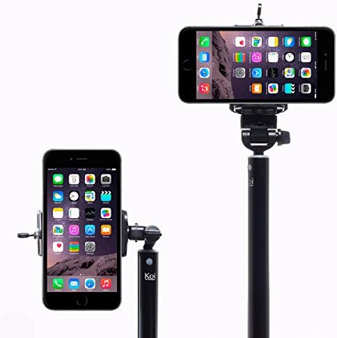 KoiTechnologies Selfie Stick Extendable Self Portrait Handheld Monopod with Portable Power Bank Charger LED Flashlight Bluetooth Remote Shutter for IOS Android iPhone Galaxy HTC Google Nexus (Black)