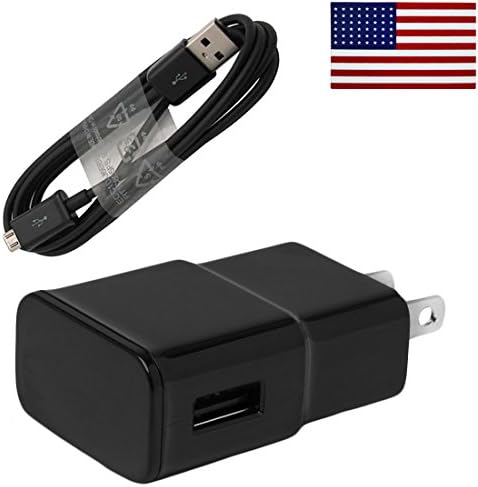 2 Amp Rapid Wall Charger &amp; Data Cable for HTC One M9 M8 M7 Desire One Mini Bundle -Bulk Packaging- w allsales1955 Brand American Flag Sticker (Black)