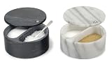 Black Marble Swivel Top Salt Box w/ Dual Compartment