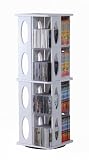 回転式CD/DVDタワー ホワイト 2段モデル CD最大304枚収納 89cm高 コミック本もOK