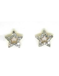 14KT Yellow Gold 0.28 CTW Round Diamond Ladies Fashion STAR Earrings