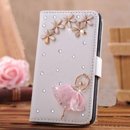 Ballet Luxury 3D Fashion Bling Diamond Flower PU Flip Wallet Leather Case Cover For Samsung Galaxy Discover S730G S730M S740 R740C /Cricket /Centura S738C /Straight Talk Net10