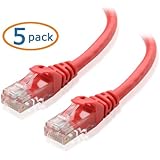Cable Matters 5-Pack, Cat6 Snagless Ethernet Patch Cable in Red 3 Feet