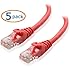 Cable Matters 5-Pack, Cat6 Snagless Ethernet Patch Cable in Red 3 Feet