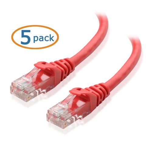 Cable Matters 5-Pack, Cat6 Snagless Ethernet Patch Cable in Red 5 Feet