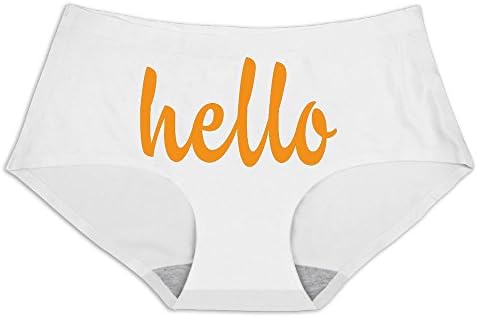 PCY Smooth Ice Silk Say Hello Brief Underwear Panty For Women Size L White