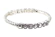 Bracelet - B203 - Bangle Style - Designer Inspired Stretch - Square and Round Twisted Swirl Pattern ~ Silver Tone Metal