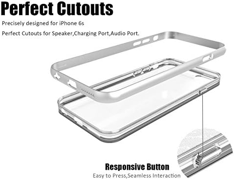 iPhone 6s Plus Case,JARATECH PREMIUM Dual Layer Phone Case,PREMIUM Aluminum BUMPER,Flexible Clear TPU,Perfect Fit,360 Degree Ultimate Protection for iPhone 6s Plus (2015)(Silver)