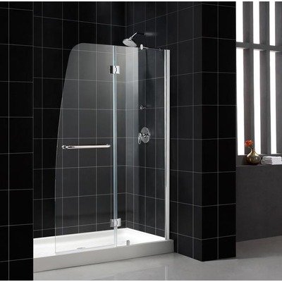 Aqua Shower Door Trim Finish: Brushed Nickel, Glass Finish: Frosted, Installation: Left