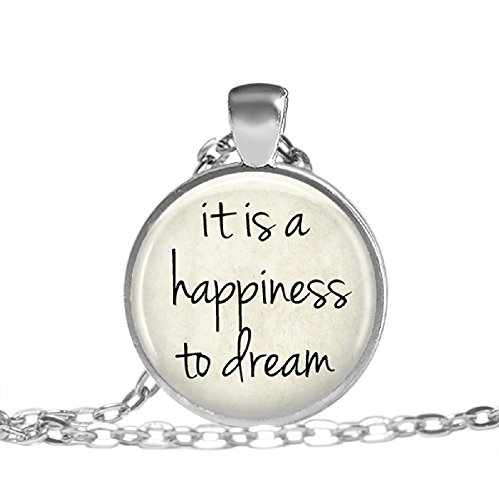 Dream Quote Necklace, It is a Happiness to Dream, Poe Quote, Literary Pendant, Jewelry Dream Quote Necklace, It is a Happiness to Dream, Poe Quote, Literary Pendant, Jewelry