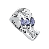 14K White Gold 1/6 ct. Diamond and 6 x 3 MM Marquise Cut Tanzanite Ring
