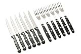Premier Housewares 12-Piece Steak Knife and Fork Set with Black Handles