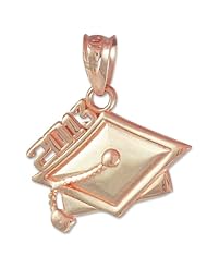 10k Rose Gold Class of 2013 Pink Graduation Cap Charm Pendant