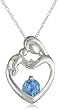 XPY 10k White Gold Blue Topaz Diamond-Accent Mother's Jewel Heart Pendant Necklace, 18"