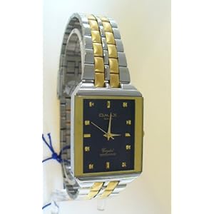 Omax Quartz Men Watches 2 tone Silver N Gold Case with Black Dial