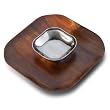 Wilton Armetale Boston 5-Inch Dipping Bowl with 12-1/4-Inch Acacia Wood Tray