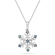 10k White Gold Blue Diamond Snowflake Pendant (1/10 cttw,), 18"