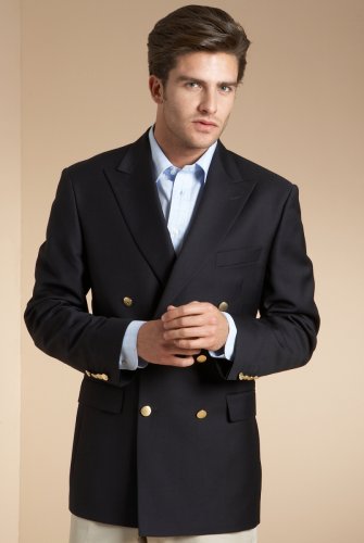 Double Breasted Pure New Wool Blazer with Cashmere