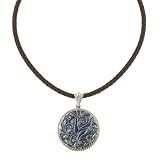 Blue Freesia Medallion Braided Cord Necklace