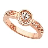 14K Rose Gold Diamond Filigree Ring - 0.04 Ct.