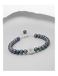 Tahiti (Dyed) Fresh Water Pearl Bracelet In Brass