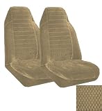 Set of 2 Universal Fit High Back Scottsdale Pattern Front Bucket Seat Cover - Sand