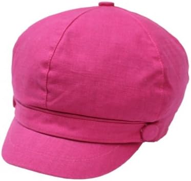 Linen Cabby newsboy Cap hat HOT PINK one size