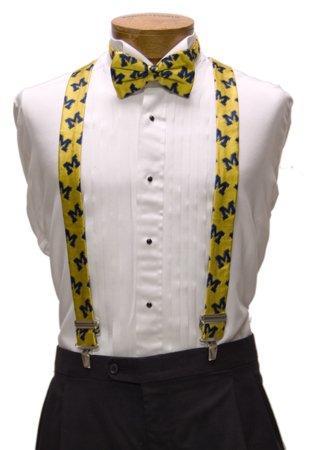 Michigan Suspenders - University of Michigan Maize Suspenders with M Logo